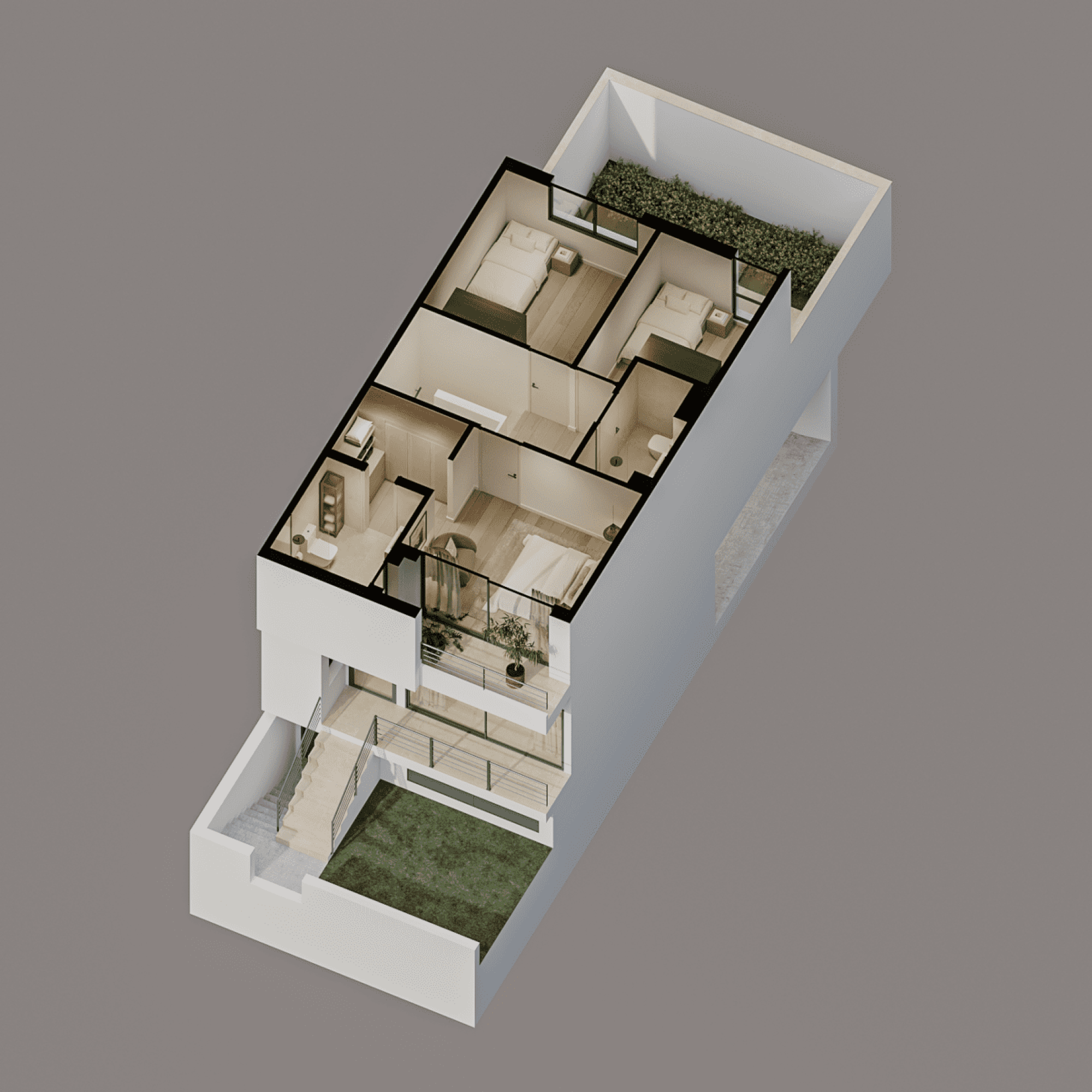 Render cocina de la vivienda Los Portales en Arucas - Peboma