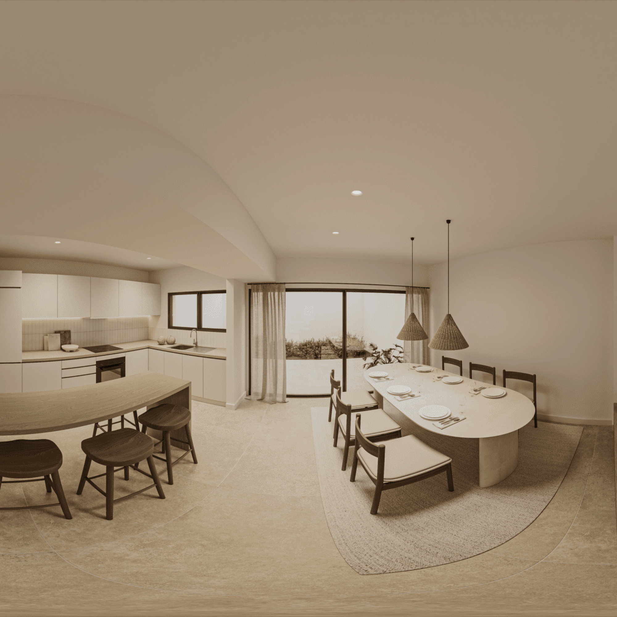 Render interior de la vivienda Los Portales en Arucas - Peboma