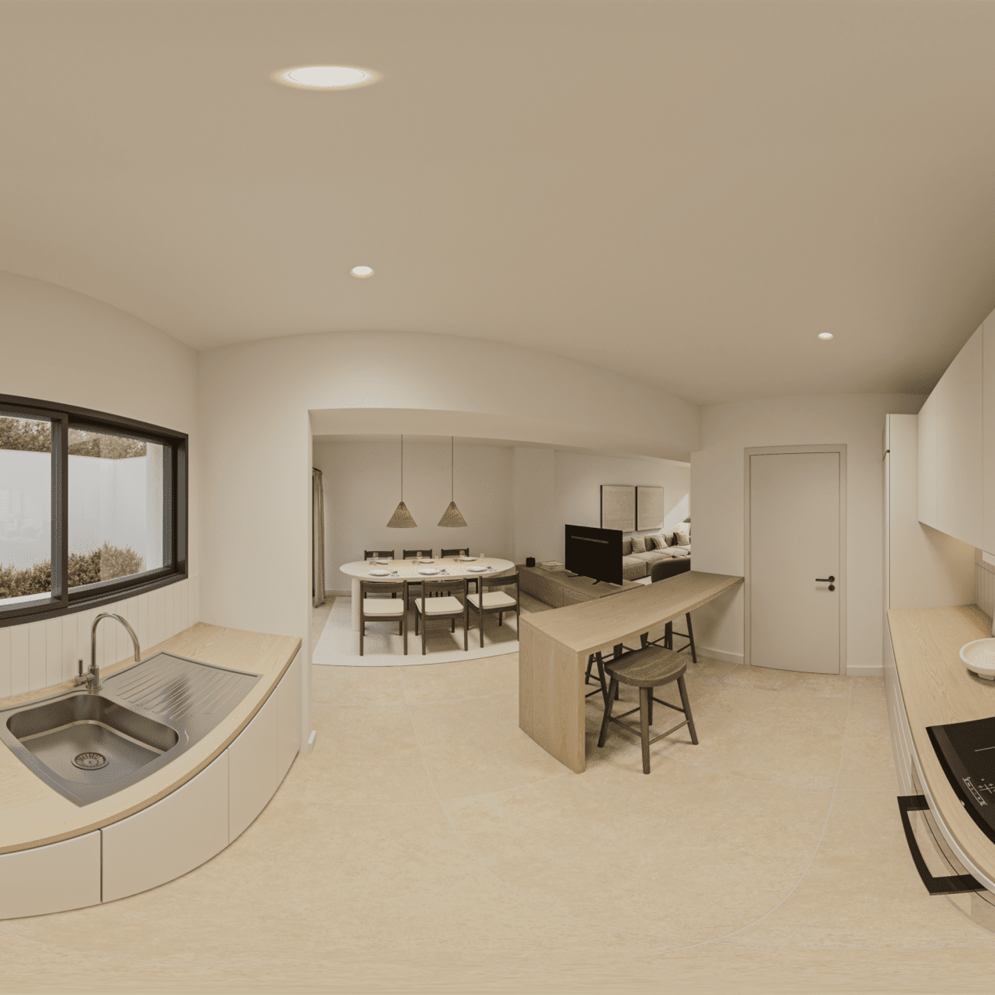 Render interior de la vivienda Los Portales en Arucas - Peboma