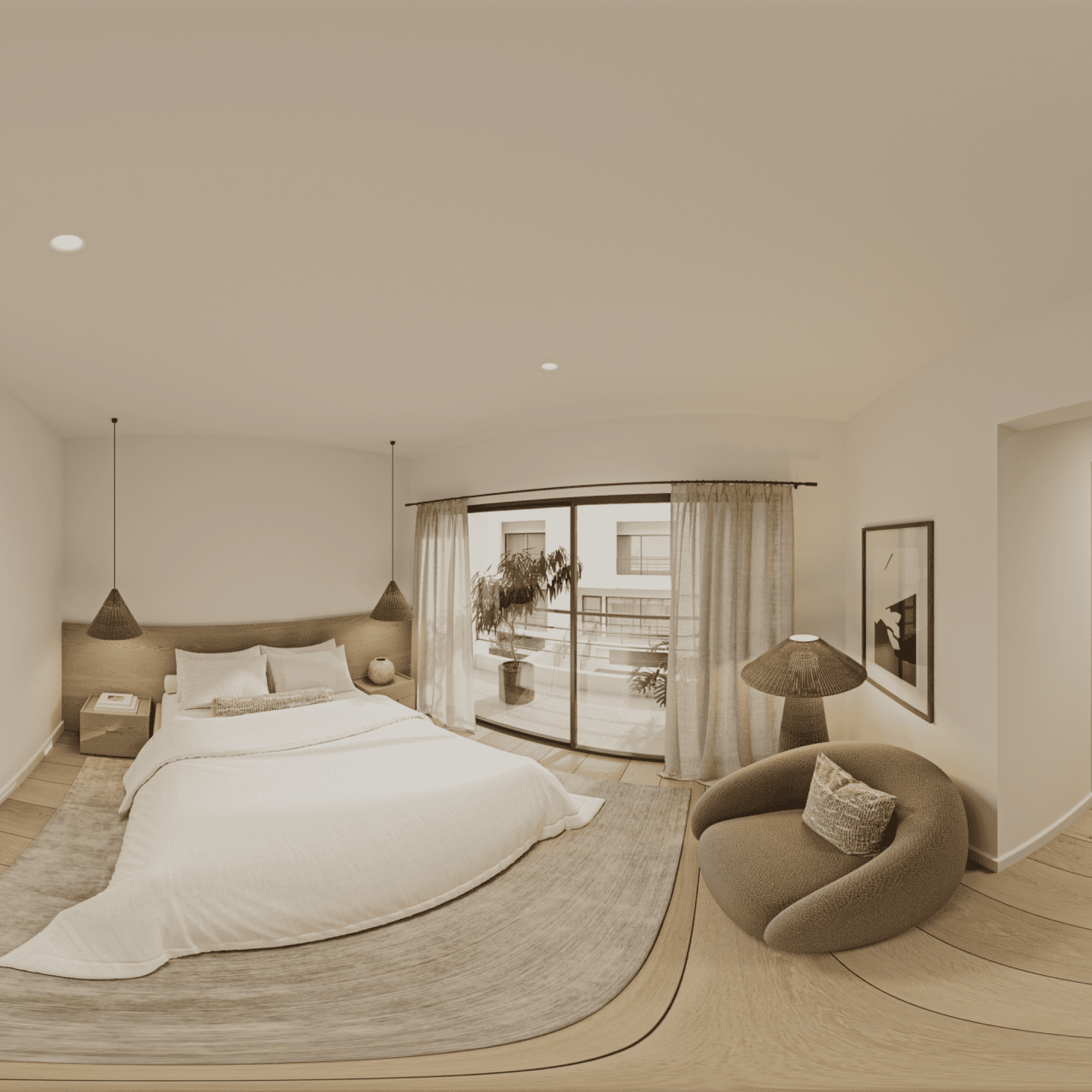 Render interior de la vivienda Los Portales en Arucas - Peboma